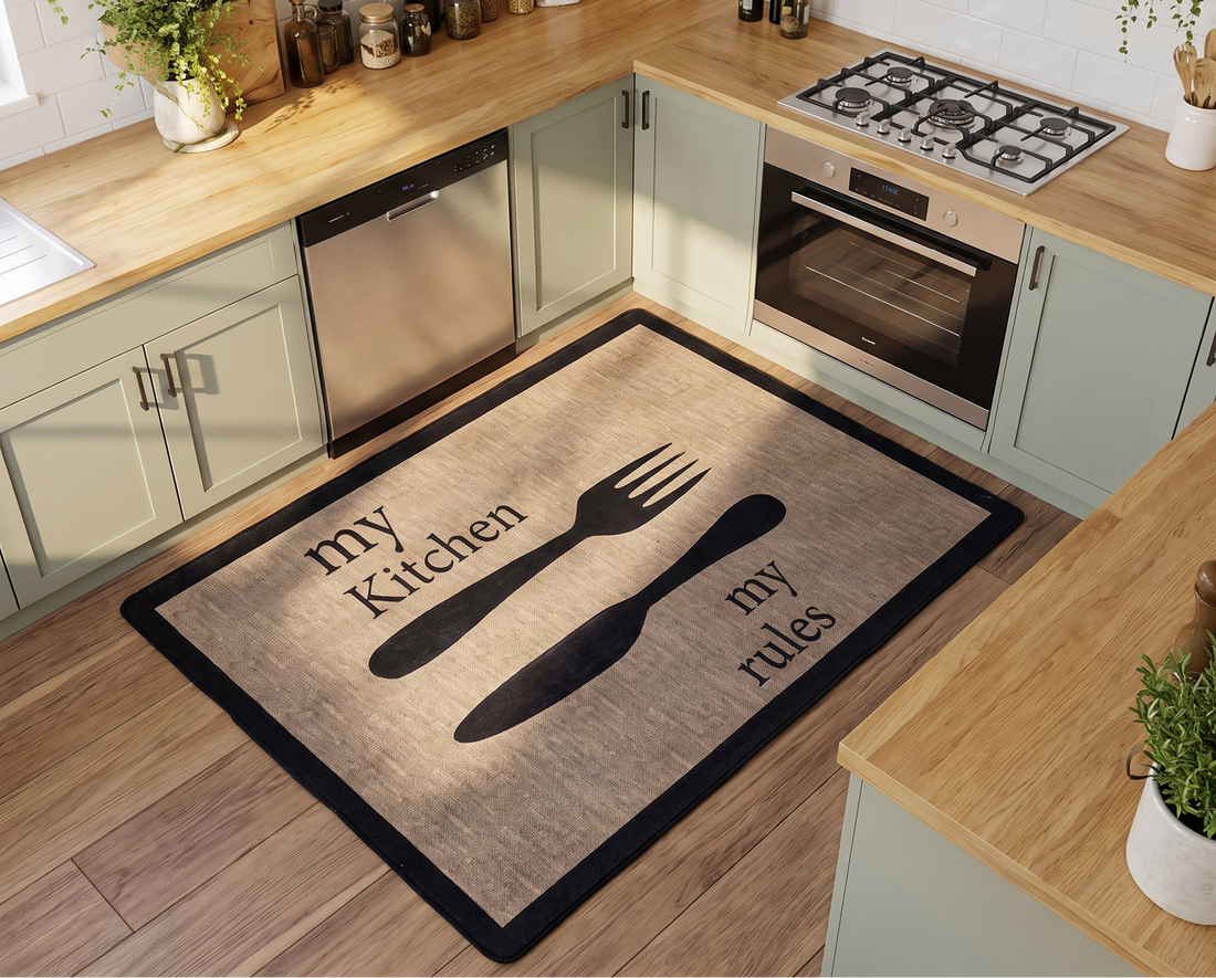 Fork - Non-Slip Kitchen Printed Rug