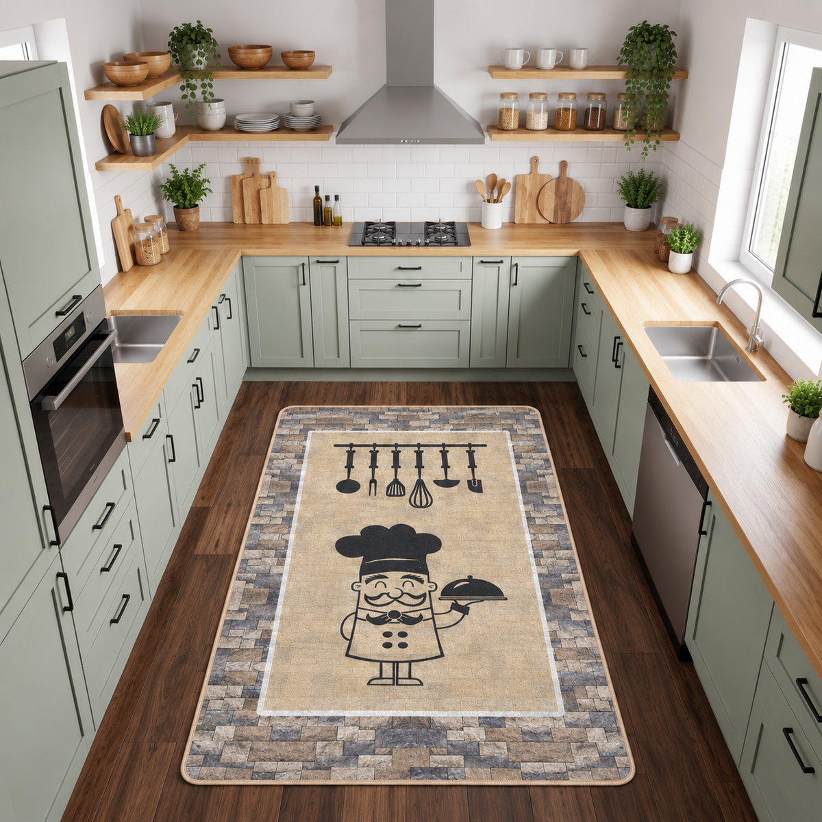 Chef - Non-Slip Kitchen Printed Rug
