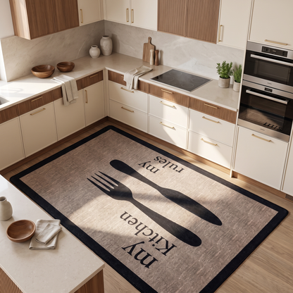 Fork - Non-Slip Kitchen Printed Rug