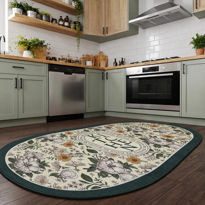 Flora - Non-Slip Kitchen Printed Rug