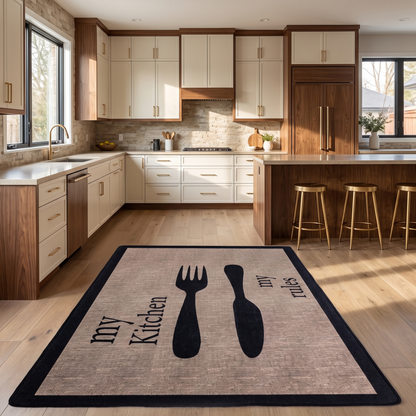 Fork - Non-Slip Kitchen Printed Rug