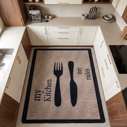Fork - Non-Slip Kitchen Printed Rug