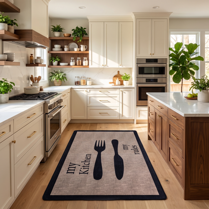 Fork - Non-Slip Kitchen Printed Rug