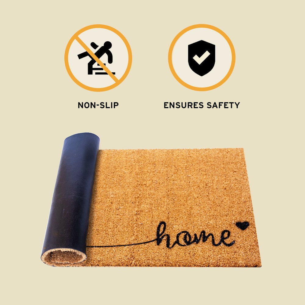 Home -Doormat made of natural coconut fiber burlap.