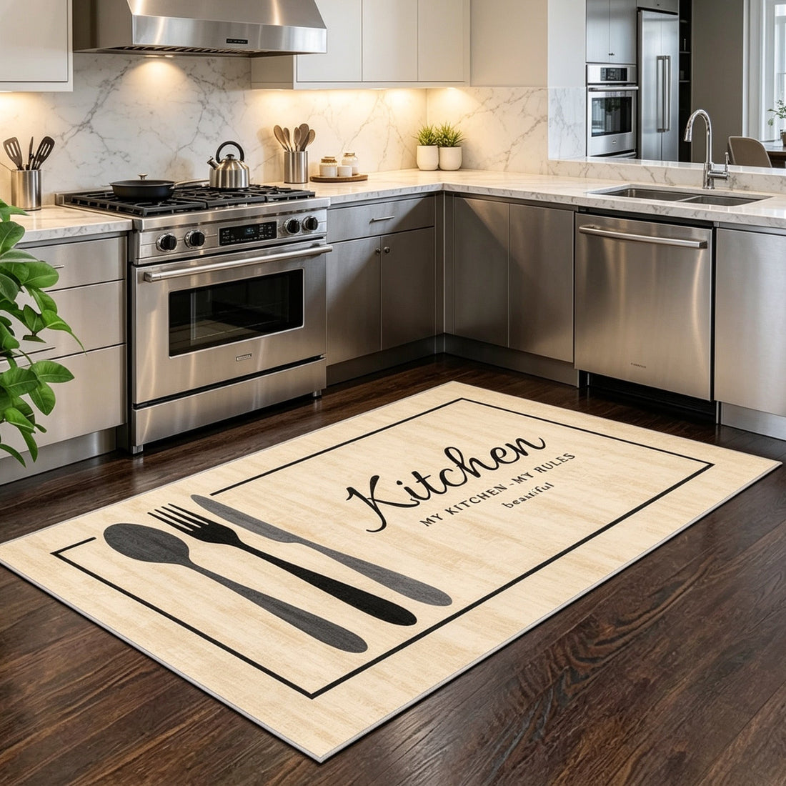 Selia - Non-Slip Kitchen Printed Rug
